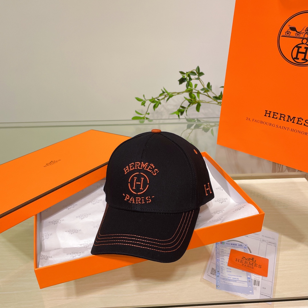 Hermes爱马仕拼色H最新款原单棒球帽
