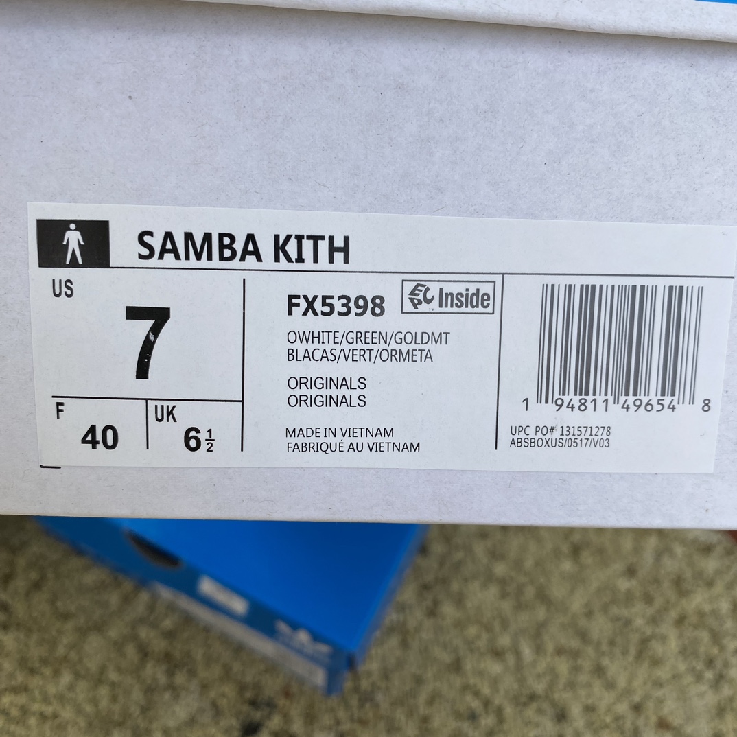 阿迪德训白绿尺码36-46adidasxKITH阿迪达斯白灰绿Samba德训鞋低帮板鞋男女FX5398