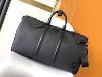 Louis Vuitton LV Keepall Travel Bags Black Cowhide Fabric M21420