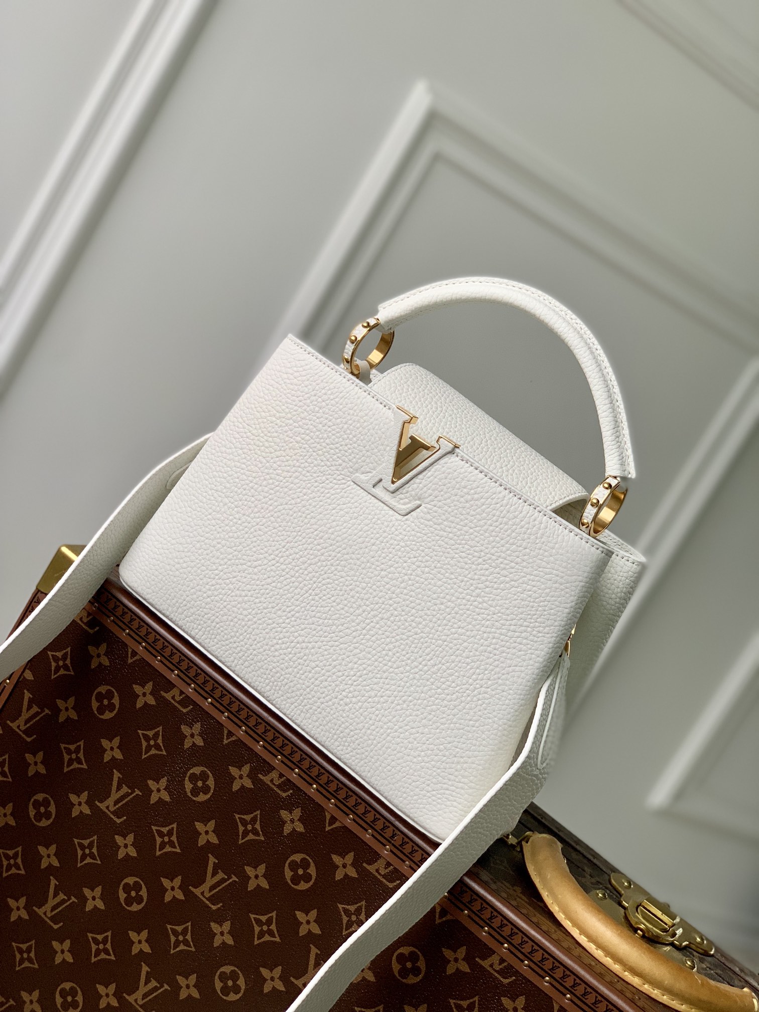 Louis Vuitton LV Capucines Cheap
 Bags Handbags Luxury White Calfskin Cowhide M23456