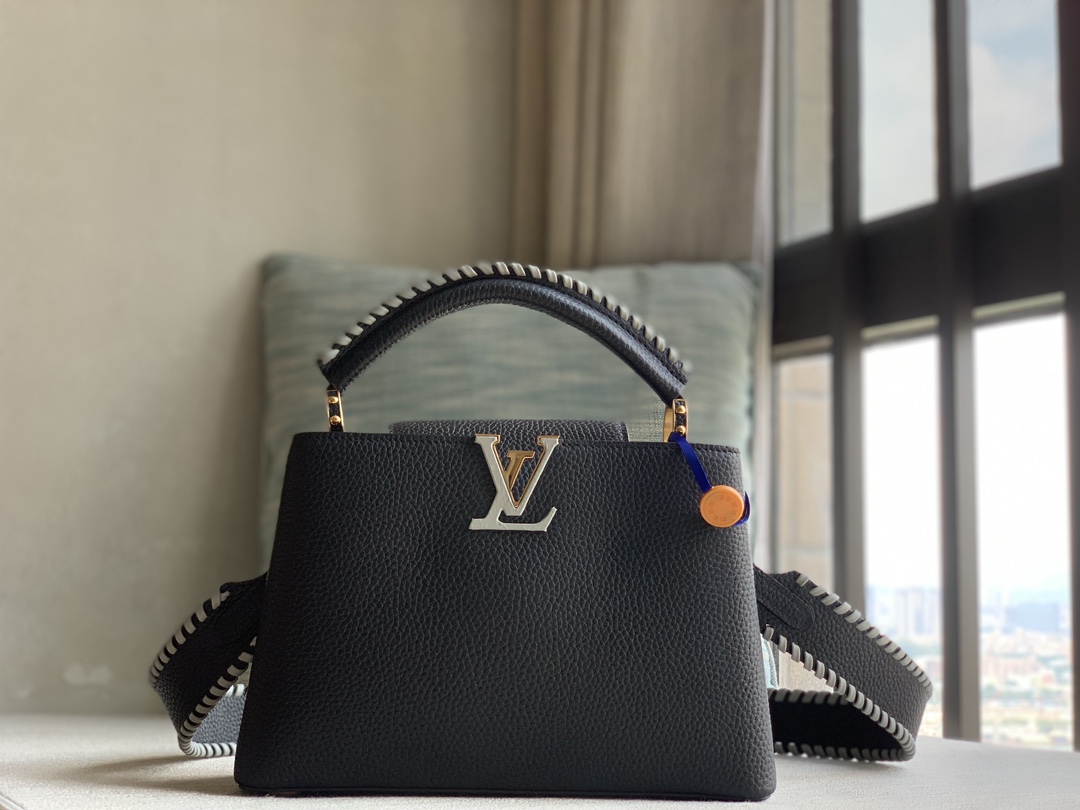 Louis Vuitton Rare edition counter [Super quality original cowhide M21127 black braided gold buckle]