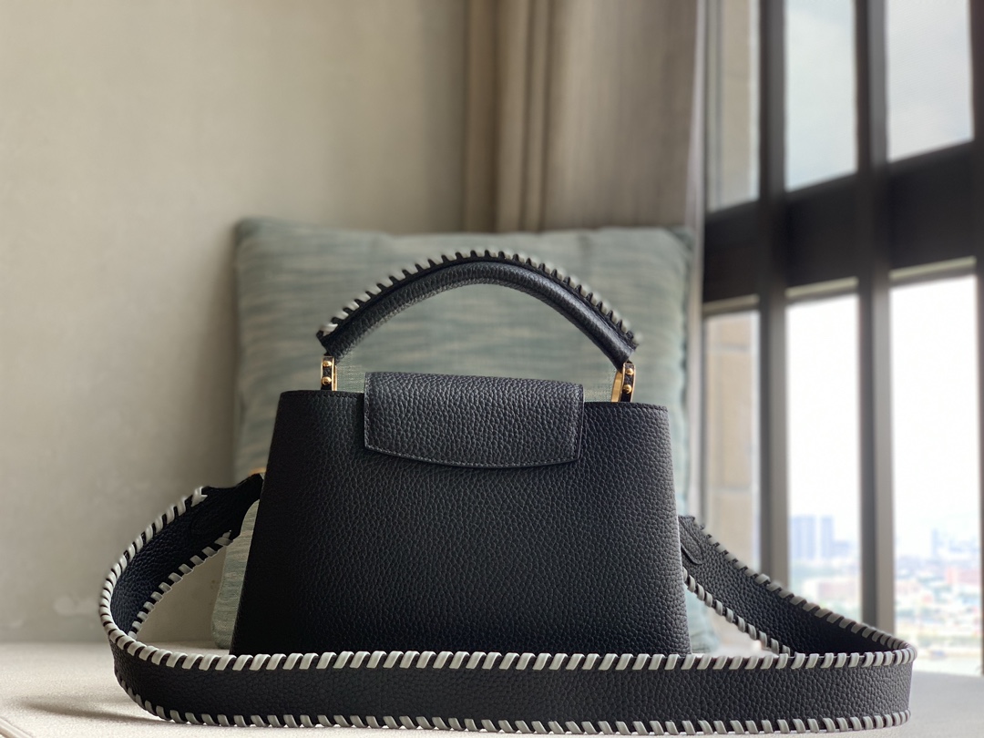 Louis Vuitton Rare edition counter [Super quality original cowhide M21127 black braided gold buckle]