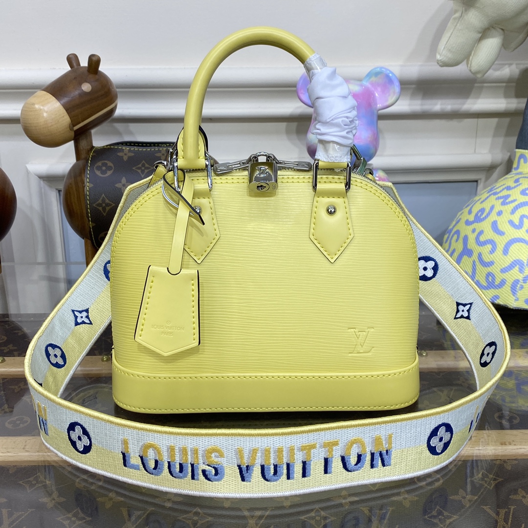 Louis Vuitton LV Alma BB Bags Handbags Black Brown Caramel Green Light Pink White Yellow Epi Fabric Spring Collection Fashion M22213