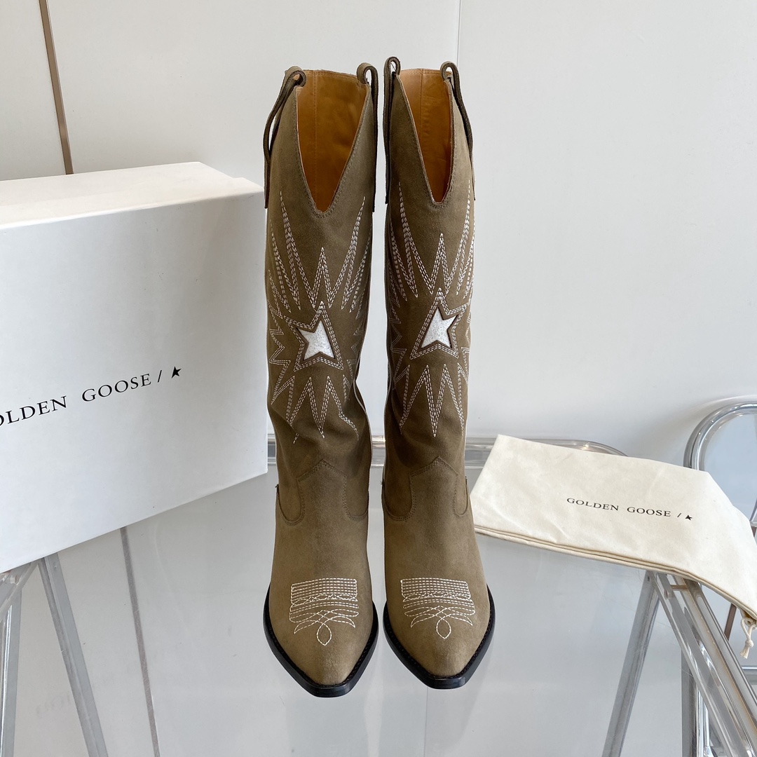 Golden Goose22 Retro National Embroidered Knight Boots: Original Design Style and Travel Comfort