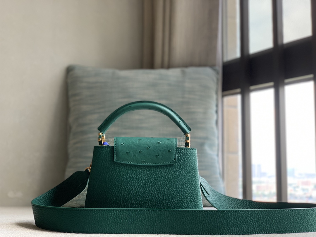 Louis Vuitton [Special quality original leather M21164 dark green with ostrich shell buckle]