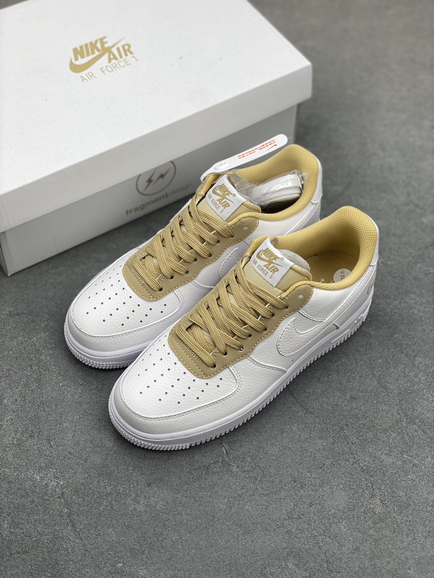 Fragment Design x Nike Air Force 1 Low White/Gold Sneakers 9 i1689708990 7071 7