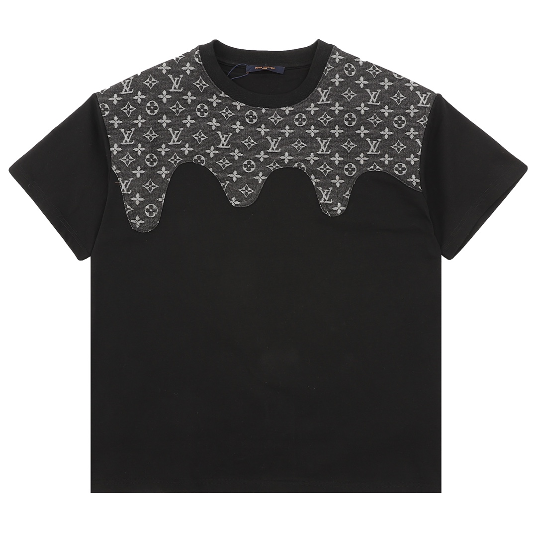 Louis Vuitton Clothing T-Shirt Splicing Short Sleeve