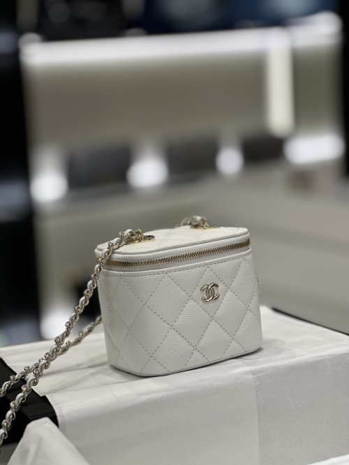 Chanel Small Vanity Case in White Caviar Leather with Gold-Tone Hardware 1 Chanel Small Vanity Case in White Caviar Leather with Gold-Tone Hardware