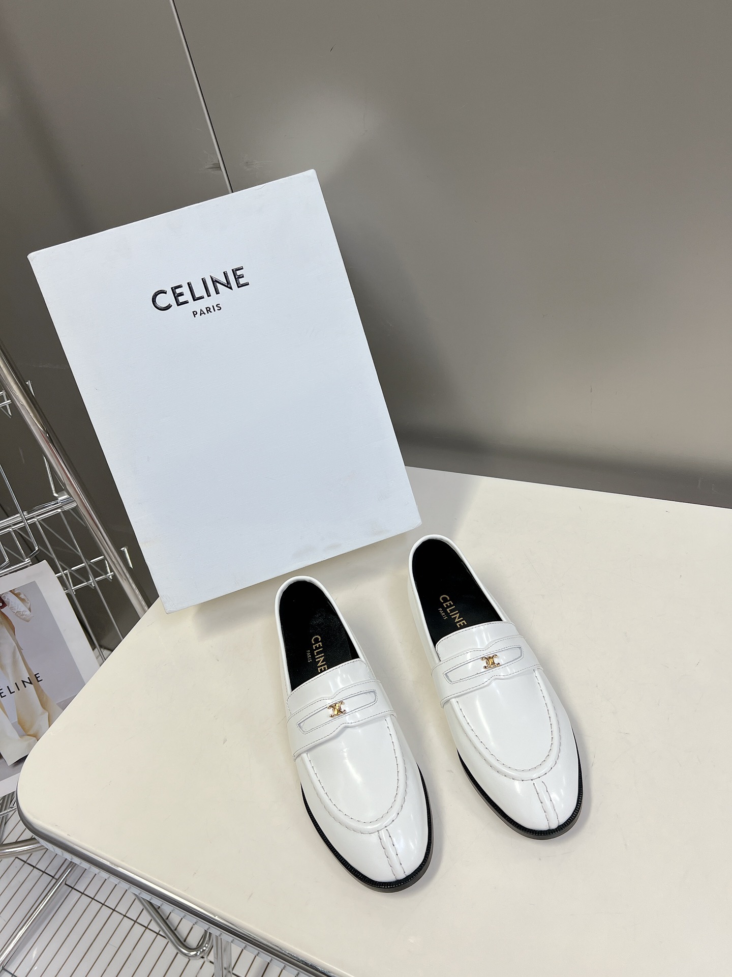 Celine Scarpe Loafer Scarpe Oxford Cucire Hardware oro Pelle di vitello bovina Cuoio genuino pecora Casual