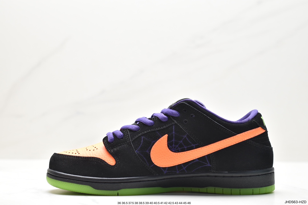 Halloween purple and orange spider web Nike SB Dunk Low Night of Mischief Halloween BQ6817-006