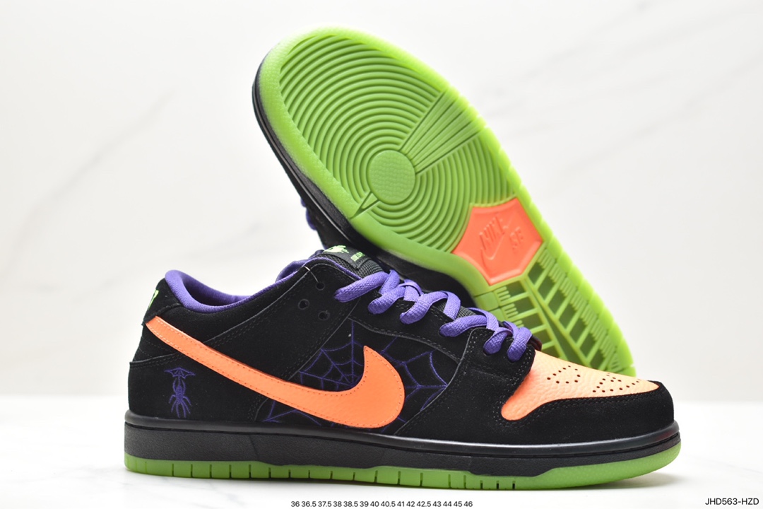 Halloween purple and orange spider web Nike SB Dunk Low Night of Mischief Halloween BQ6817-006