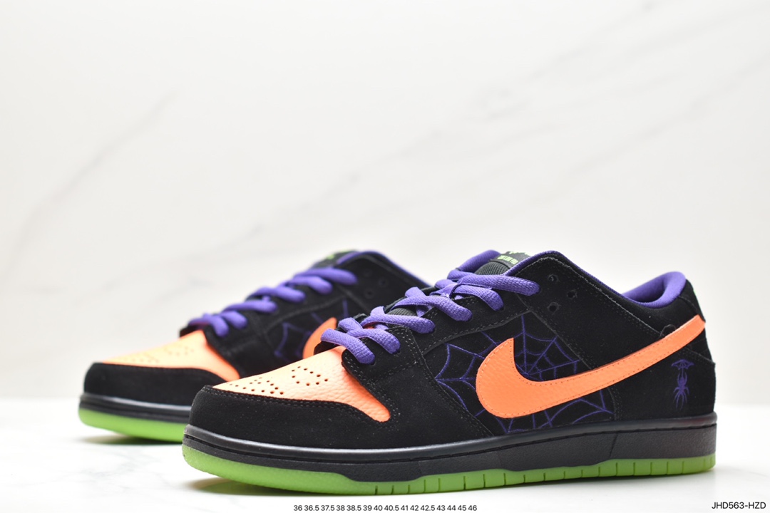 Halloween purple and orange spider web Nike SB Dunk Low Night of Mischief Halloween BQ6817-006