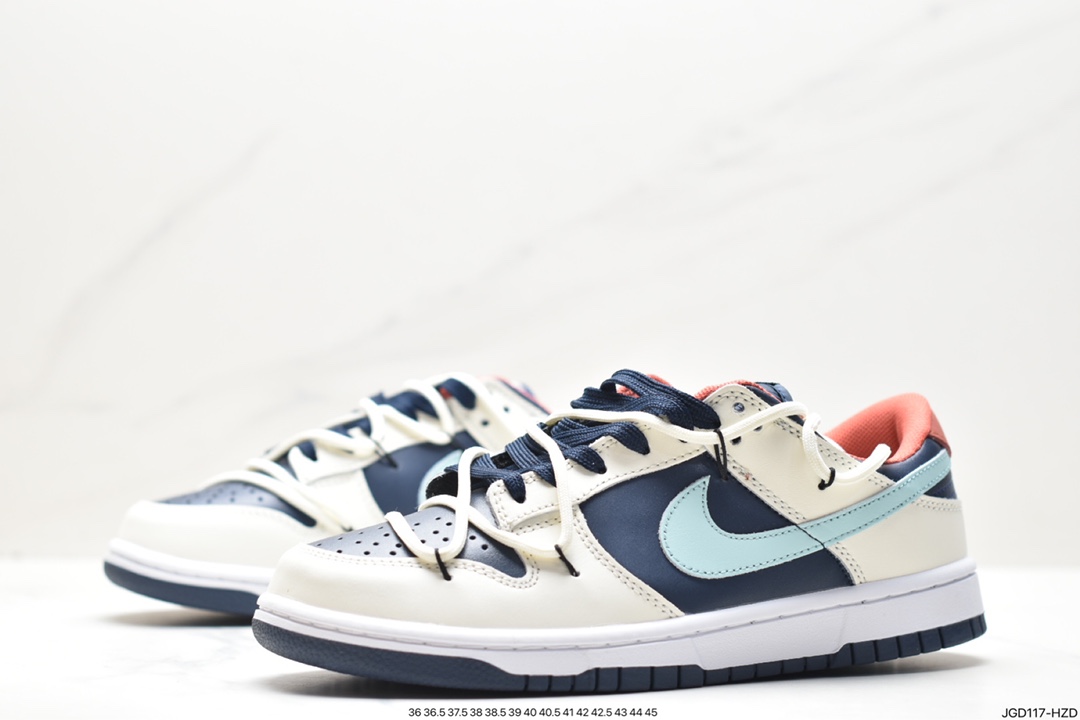 NK SB Dunk Low”Green/Beige“绑绳解构风 系列低帮休闲运动滑板板鞋 DH3363-021