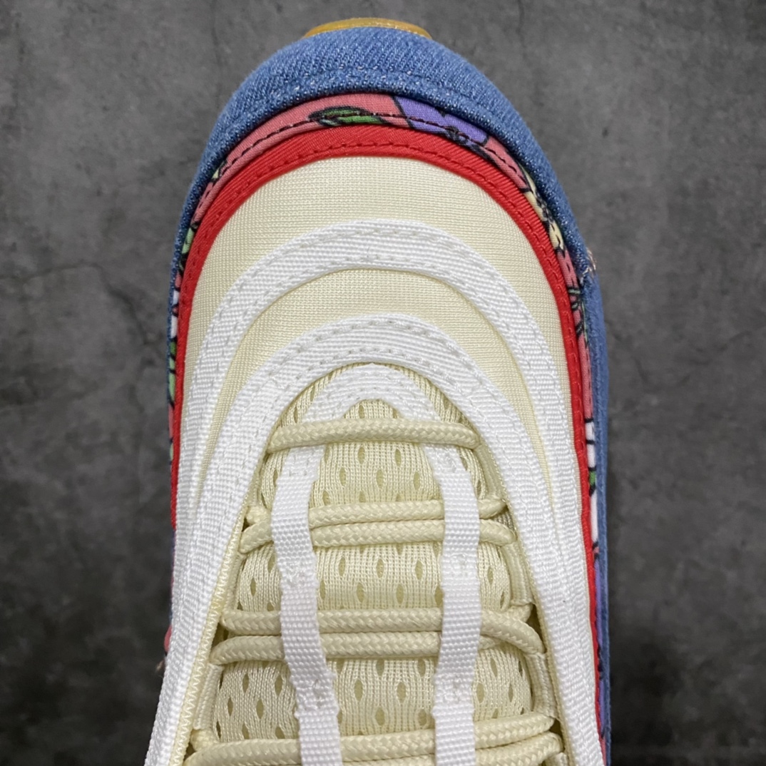 图片[5]-【纯原版本】Nike Air Max 97\”Coconut Milk Fossil Denim Red\”复古气垫百搭休闲运动慢跑鞋“深蓝米白红彩花卉”DV1486-162n原装级别 男女鞋真标半码制n升级原楦开发楦型 采用全新电脑针车 缜密针痕n回弹PU模真气垫脚感大底 尺码：36 36.5 37.5 38 38.5 39 40 40.5 41 42 42.5 43 44 44.5 45-莆田鞋批发中心