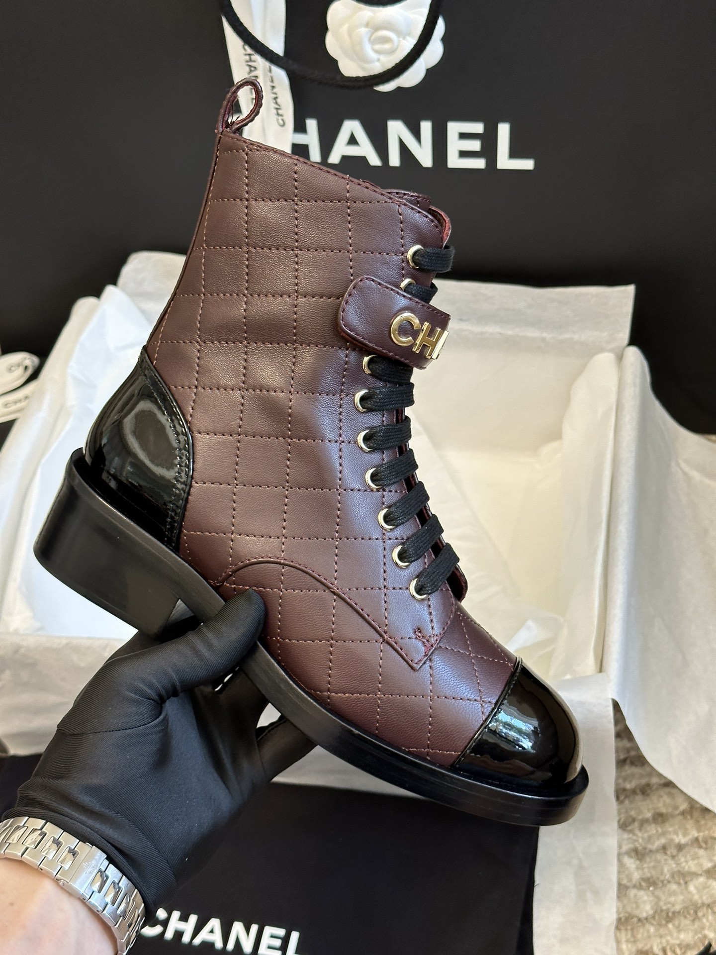 chanelfw23newarrival小香2023秋冬羊皮短靴新品原版17600购入拆卸copy附正品