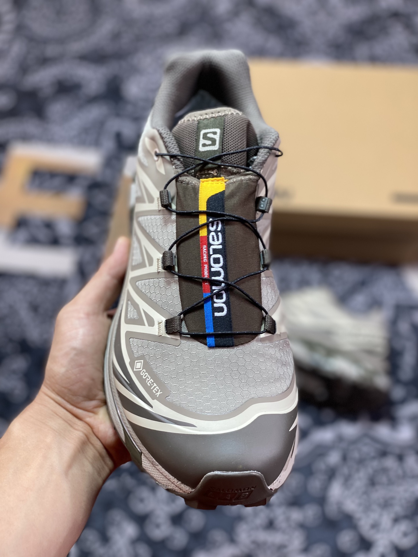 320 #萨洛蒙/Salomon XT-6 Gore-Tex”Khaki/Brown“天际系列低帮运动鞋“卡其橄榄绿咖啡棕”417412