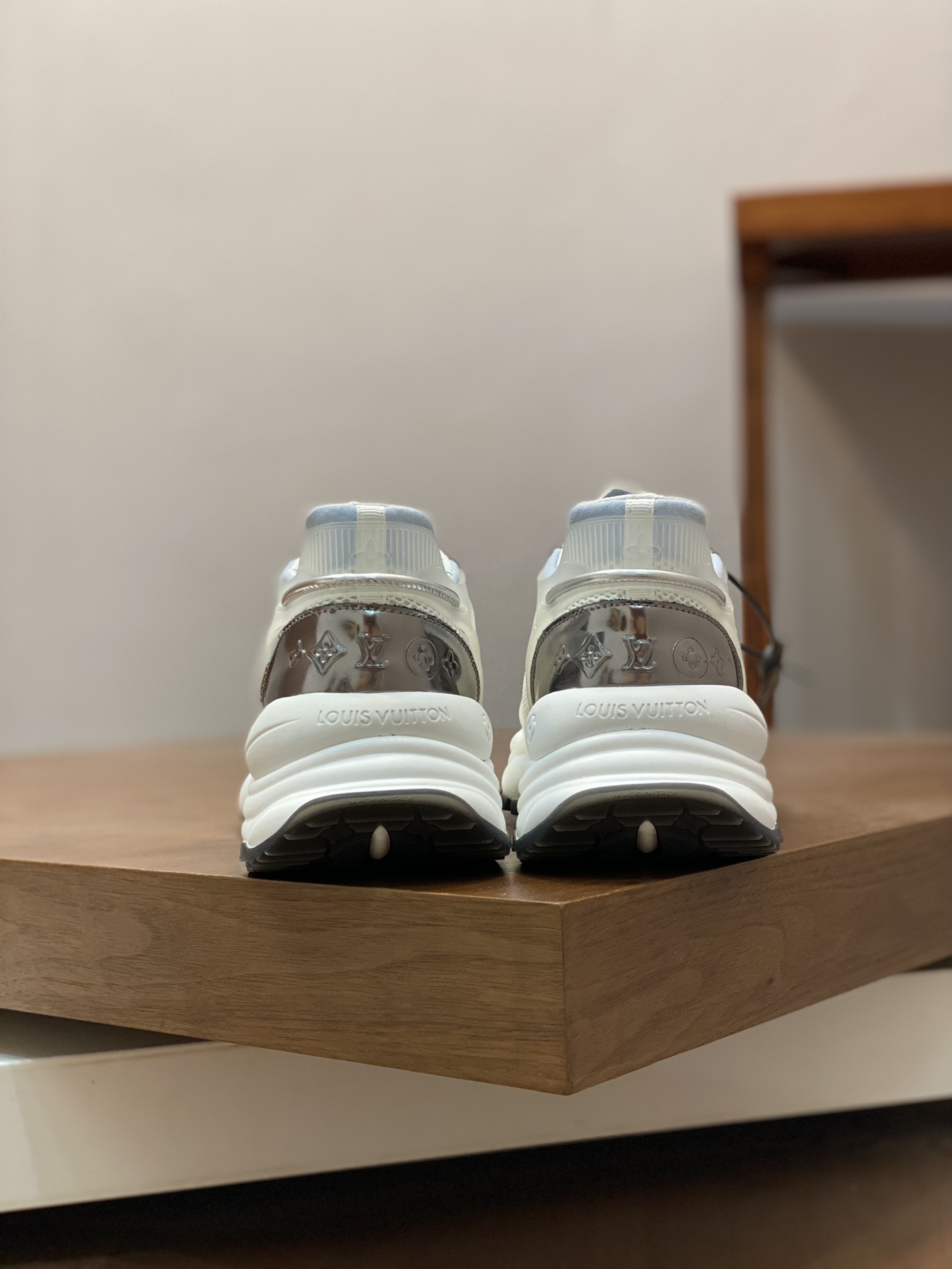 Louis Vuitton Men's Run Away Pulse Sneaker in White Leather and Canvas 9 i1689825970 2732 7