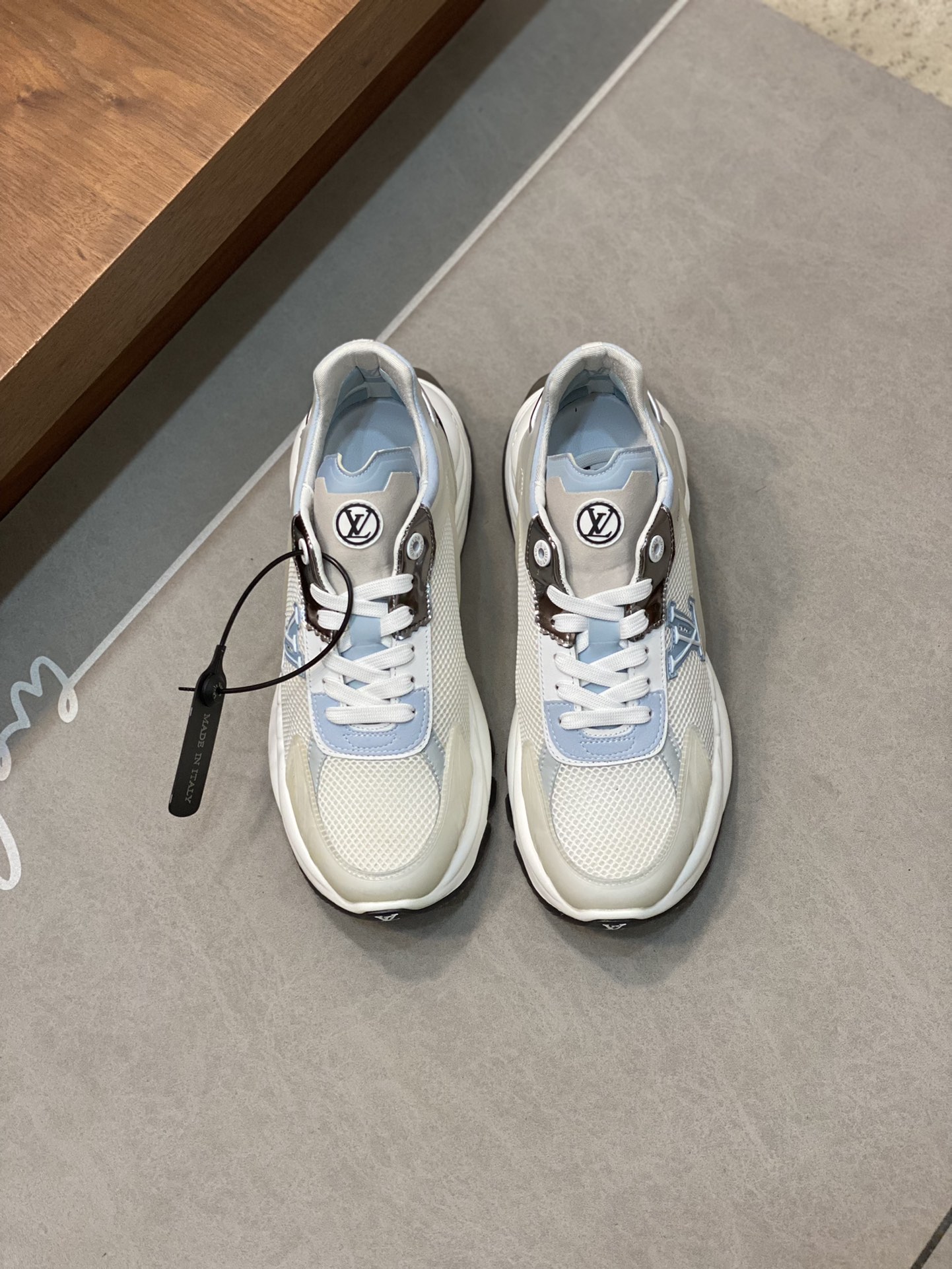 Louis Vuitton Men's Run Away Pulse Sneaker in White Leather and Canvas 1 Louis Vuitton Men's Run Away Pulse Sneaker in White Leather and Canvas