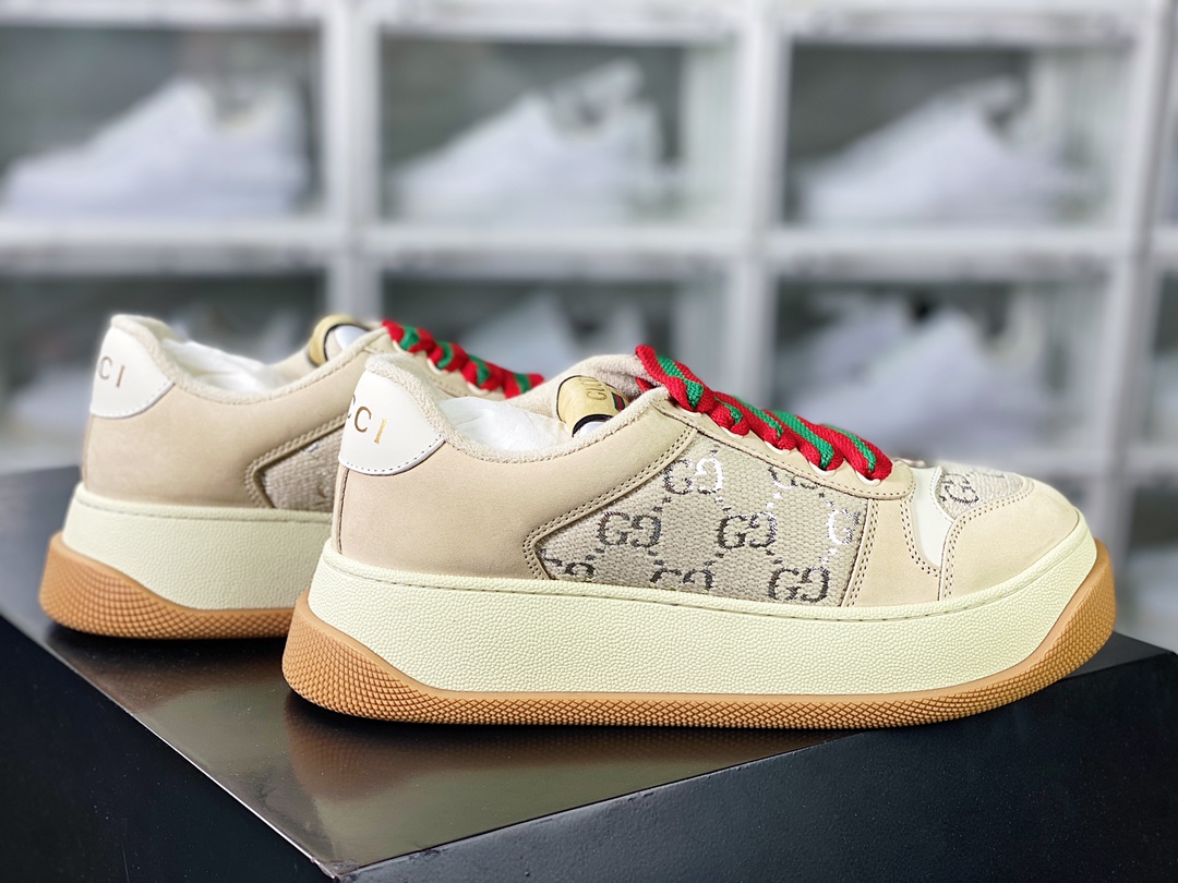 Gucci Double Screener Platform GG Sneaker Low ”Off-white, green, red and pink GG jacquard fabric” 750633 FAB4C 5644