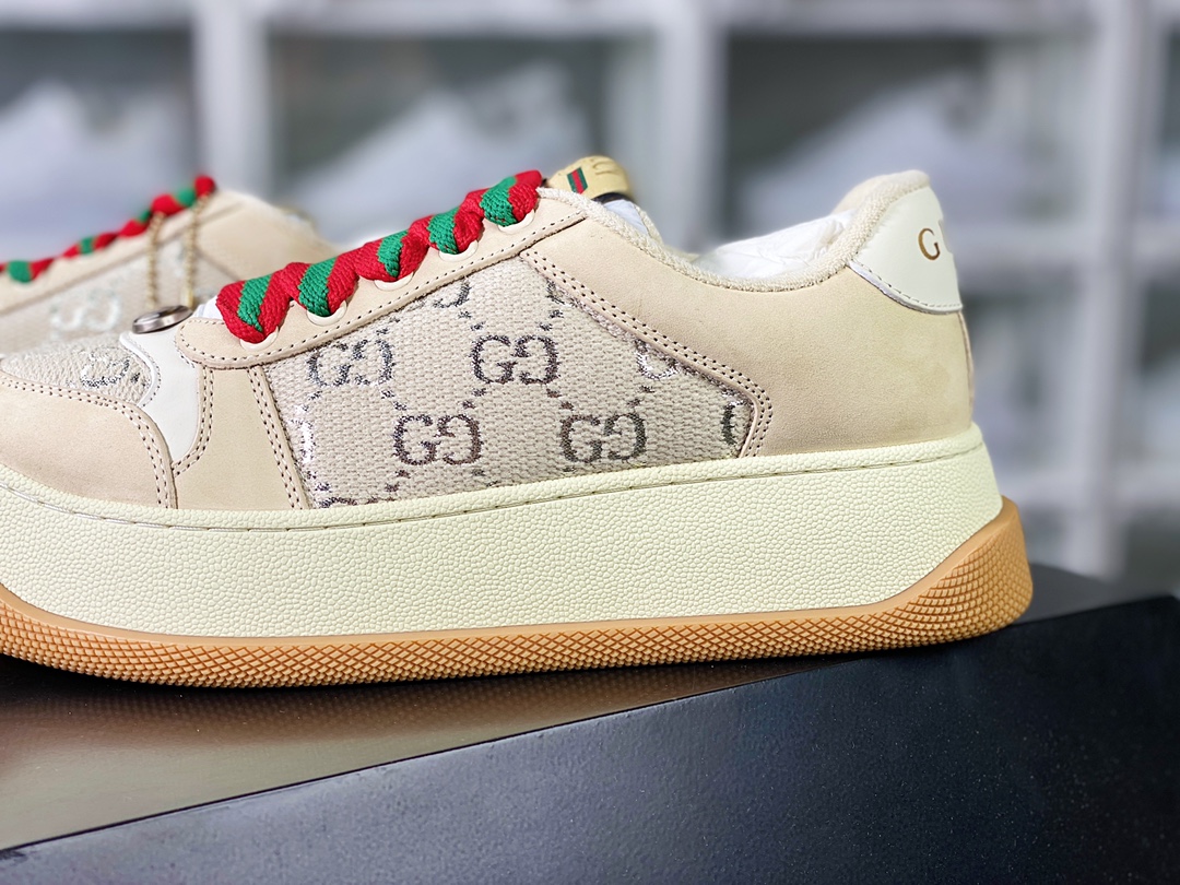 Gucci Double Screener Platform GG Sneaker Low ”Off-white, green, red and pink GG jacquard fabric” 750633 FAB4C 5644