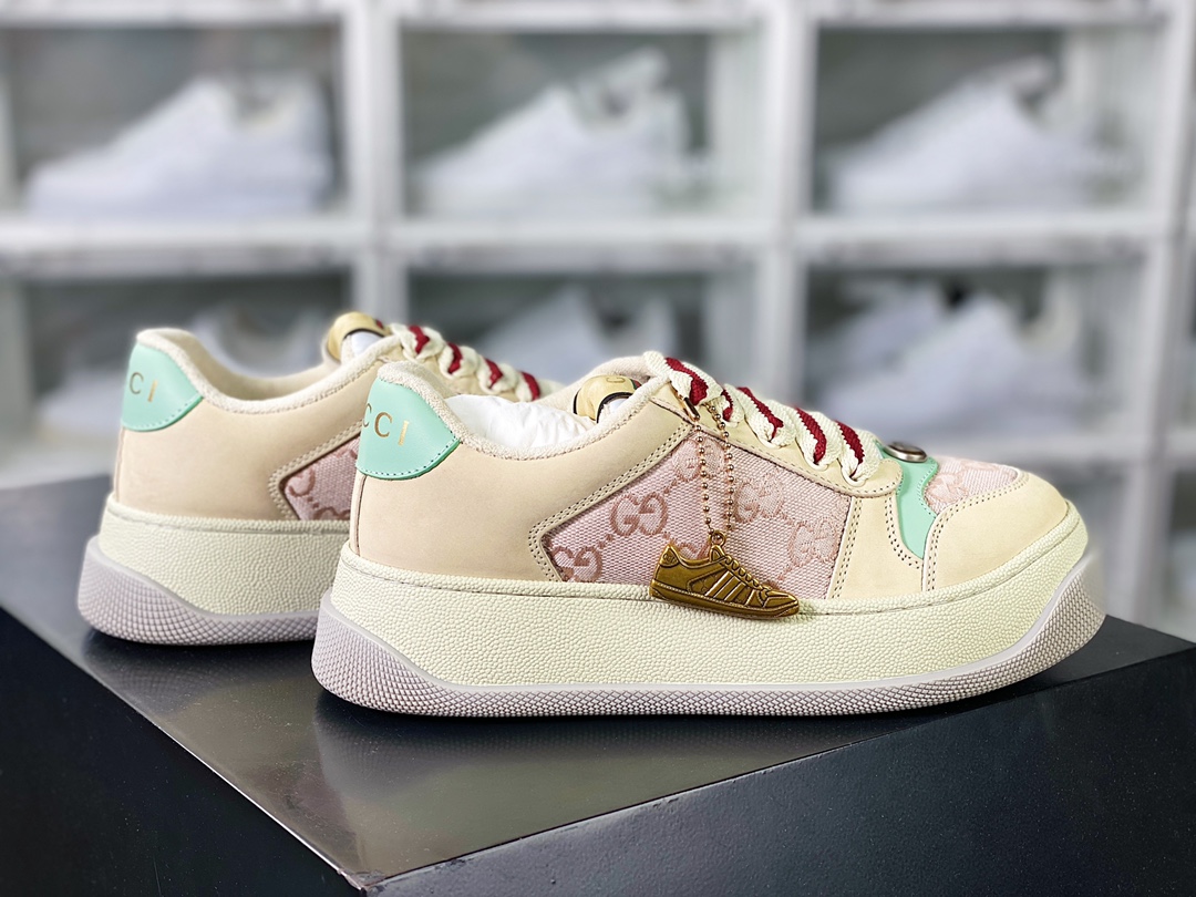 Gucci Double Screener Platform GG Sneaker Low ”Off-White Pink GG Jacquard Fabric” 750633 FAB4C 5644