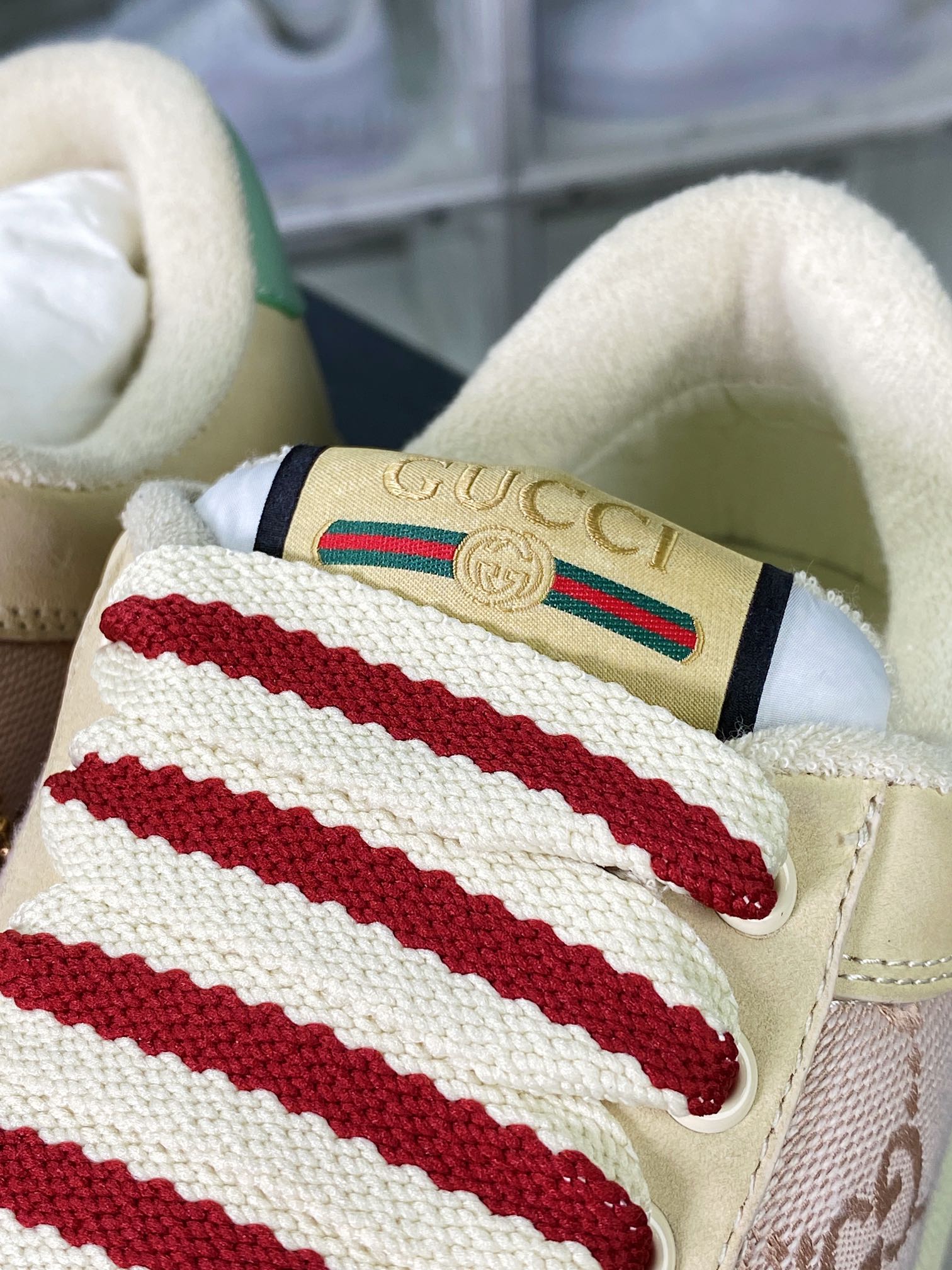 Gucci Double Screener Platform GG Sneaker Low ”Off-White Pink GG Jacquard Fabric” 750633 FAB4C 5644