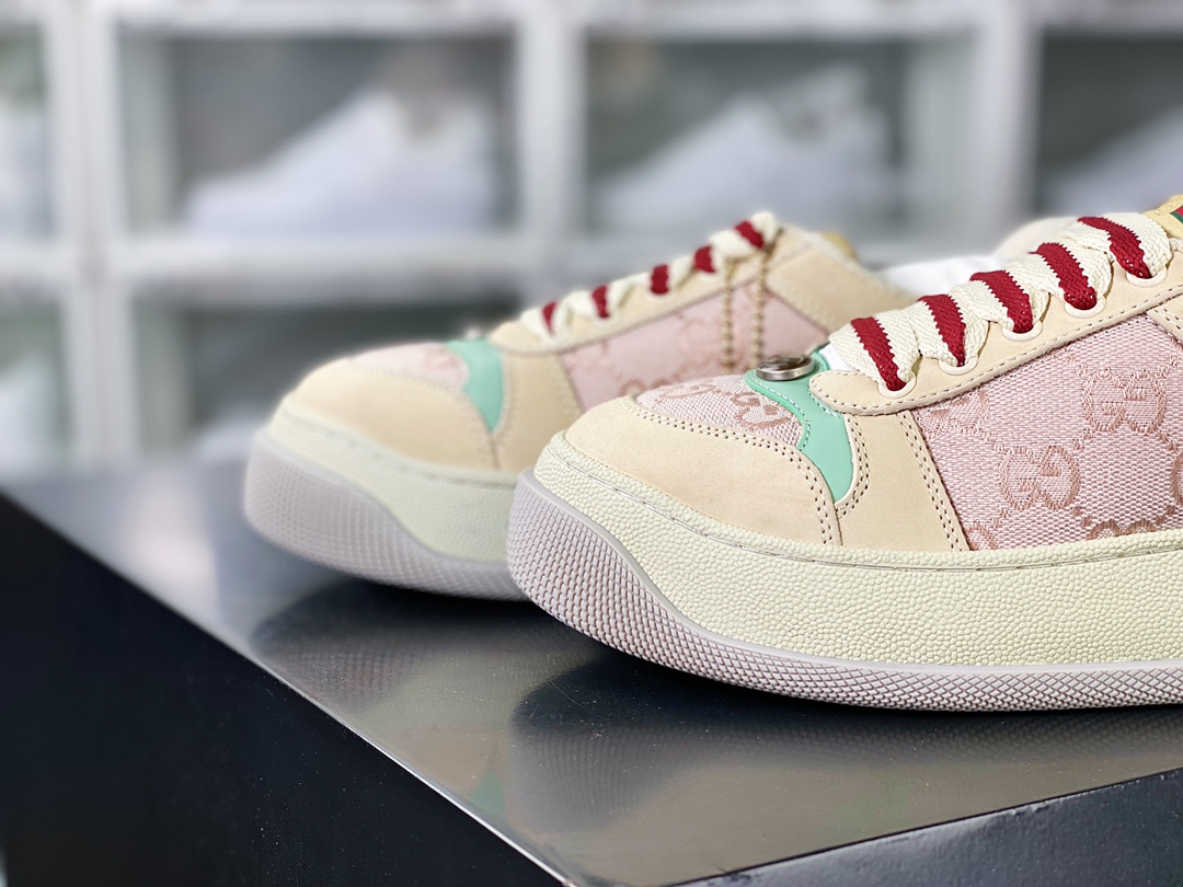 Gucci Double Screener Platform GG Sneaker Low ”Off-White Pink GG Jacquard Fabric” 750633 FAB4C 5644