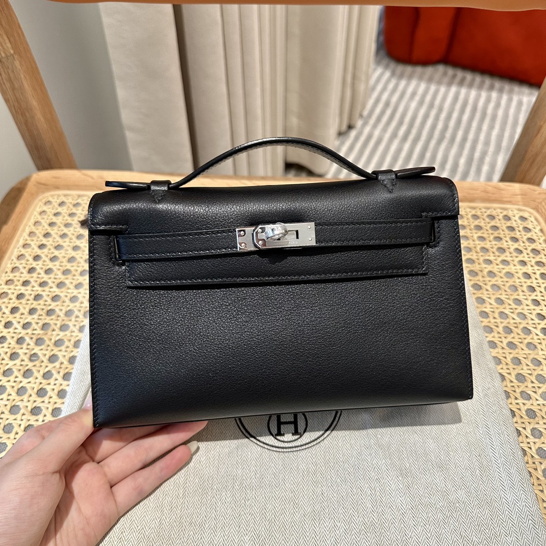 Hermès mini kelly 1, ck89/Black, swift, slipr, 22cm, all handmade!!