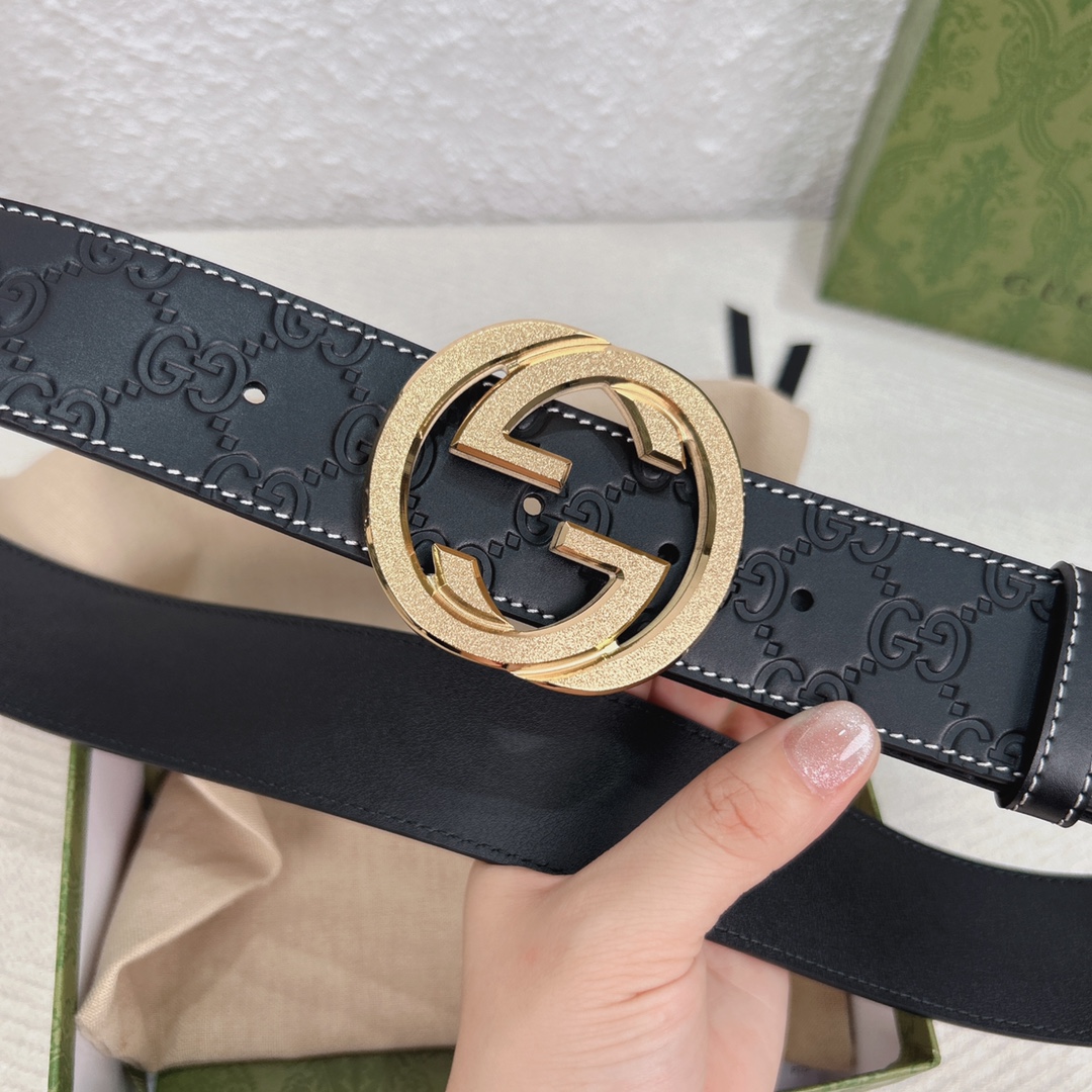 Gucci4.0cm专柜品质正品编码411924CWC1N意大利进口小牛压制经典G花皮料质感厚实,搭配纯