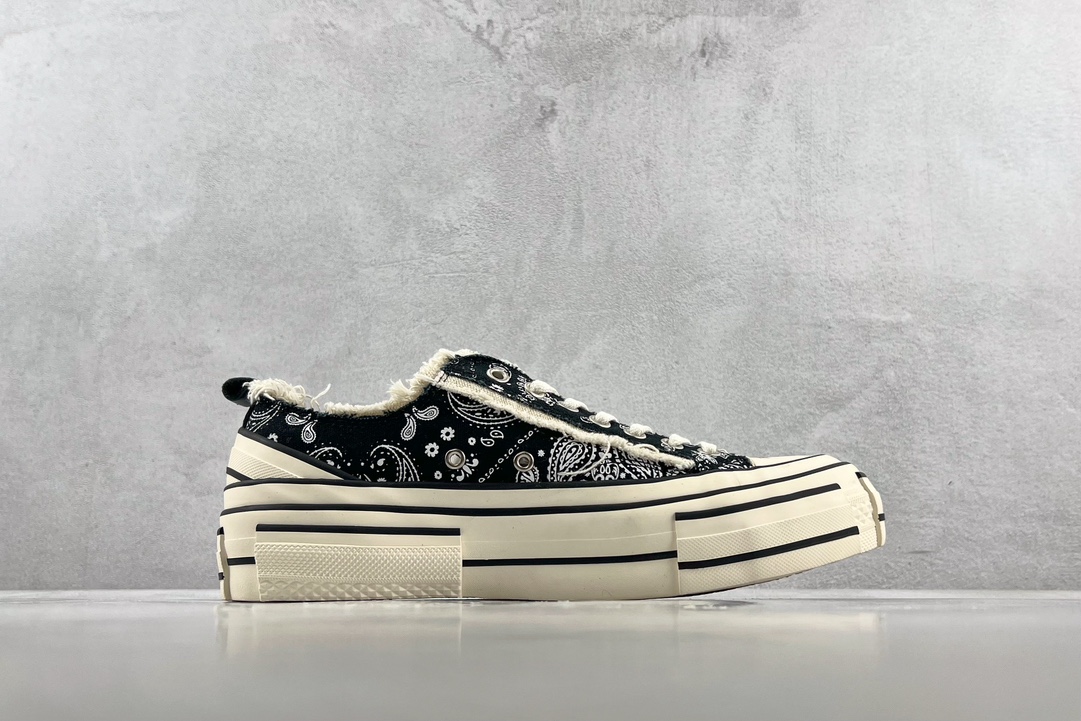 XVESSEL GOP Lows Paisley Cashew Flower Black and White F19X001