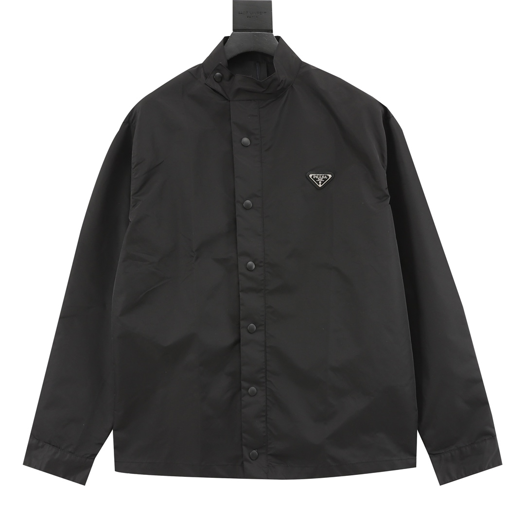 Recogida local (admite dejar en tienda) PRADA Camisa de manga larga de nailon con triángulo, comprada origina…