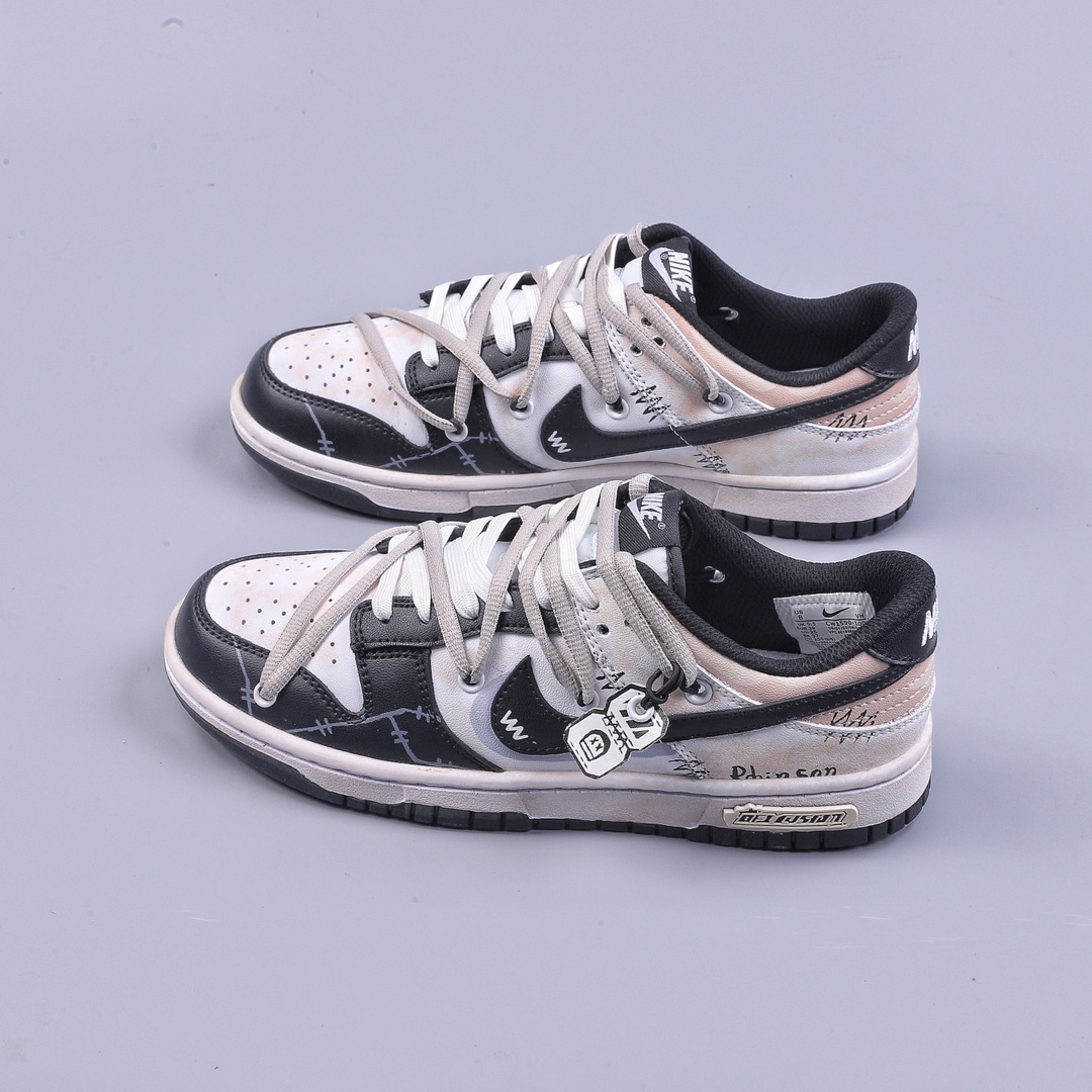 OW Custom Big Box Nk Dunk Low Da Vinci Custom Robinson SB Strap Low Top Casual Shoes CW1590-100