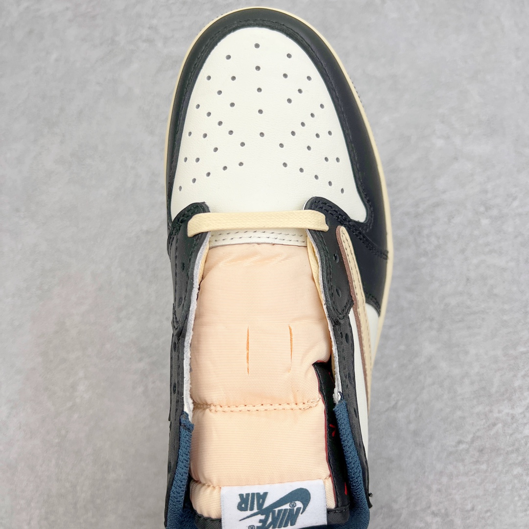 图片[4]-＃KZ神版莞产 Travis Scott x Fragment x Air Jordan AJ1 Low OG SP 三方联名闪电倒钩海军蓝低帮 DM7866-400 全系列配色 外贸特供批次 新配色不断更新开发 市场中端王者 全套原纸板楦头开发 确保原汁原味 完美呈现一代版型 一比一鞋头弧度高度鞋身弧度 此版本只针对中端市场 细节品控鞋型随意秒杀市面同价位 鞋型完美 不臃肿别扭 头层皮料加持 用料绝不含糊 进口玻璃冲刀皮料裁剪零毛边 电脑针车工艺 超高鞋面清洁度 最高QC检验标准 控制溢胶瑕疵 原盒原配 飞翼3D高频深度立体 工艺方面大到整体鞋型 漏斗收腰 底线拉帮 LOGO立体程度 小到针眼排布 载片对称 冲孔效果 鞋标规范 鞋垫背胶等等 无一不是口碑收割 每双都是一个回头客 尺码：36 36.5 37.5 38 38.5 39 40 40.5 41 42 42.5 43 44 44.5 45 46 47.5-选品中心