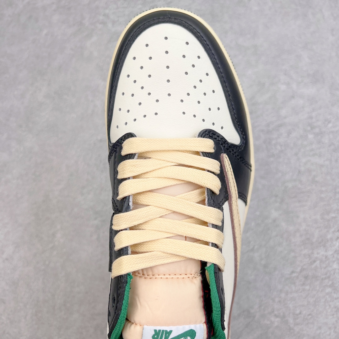 图片[4]-＃KZ神版莞产 Travis Scott x Fragment x Air Jordan AJ1 Low OG SP 三方联名闪电倒钩黑白绿低帮 DM7866-128 全系列配色 外贸特供批次 新配色不断更新开发 市场中端王者 全套原纸板楦头开发 确保原汁原味 完美呈现一代版型 一比一鞋头弧度高度鞋身弧度 此版本只针对中端市场 细节品控鞋型随意秒杀市面同价位 鞋型完美 不臃肿别扭 头层皮料加持 用料绝不含糊 进口玻璃冲刀皮料裁剪零毛边 电脑针车工艺 超高鞋面清洁度 最高QC检验标准 控制溢胶瑕疵 原盒原配 飞翼3D高频深度立体 工艺方面大到整体鞋型 漏斗收腰 底线拉帮 LOGO立体程度 小到针眼排布 载片对称 冲孔效果 鞋标规范 鞋垫背胶等等 无一不是口碑收割 每双都是一个回头客 尺码：36 36.5 37.5 38 38.5 39 40 40.5 41 42 42.5 43 44 44.5 45 46 47.5-选品中心