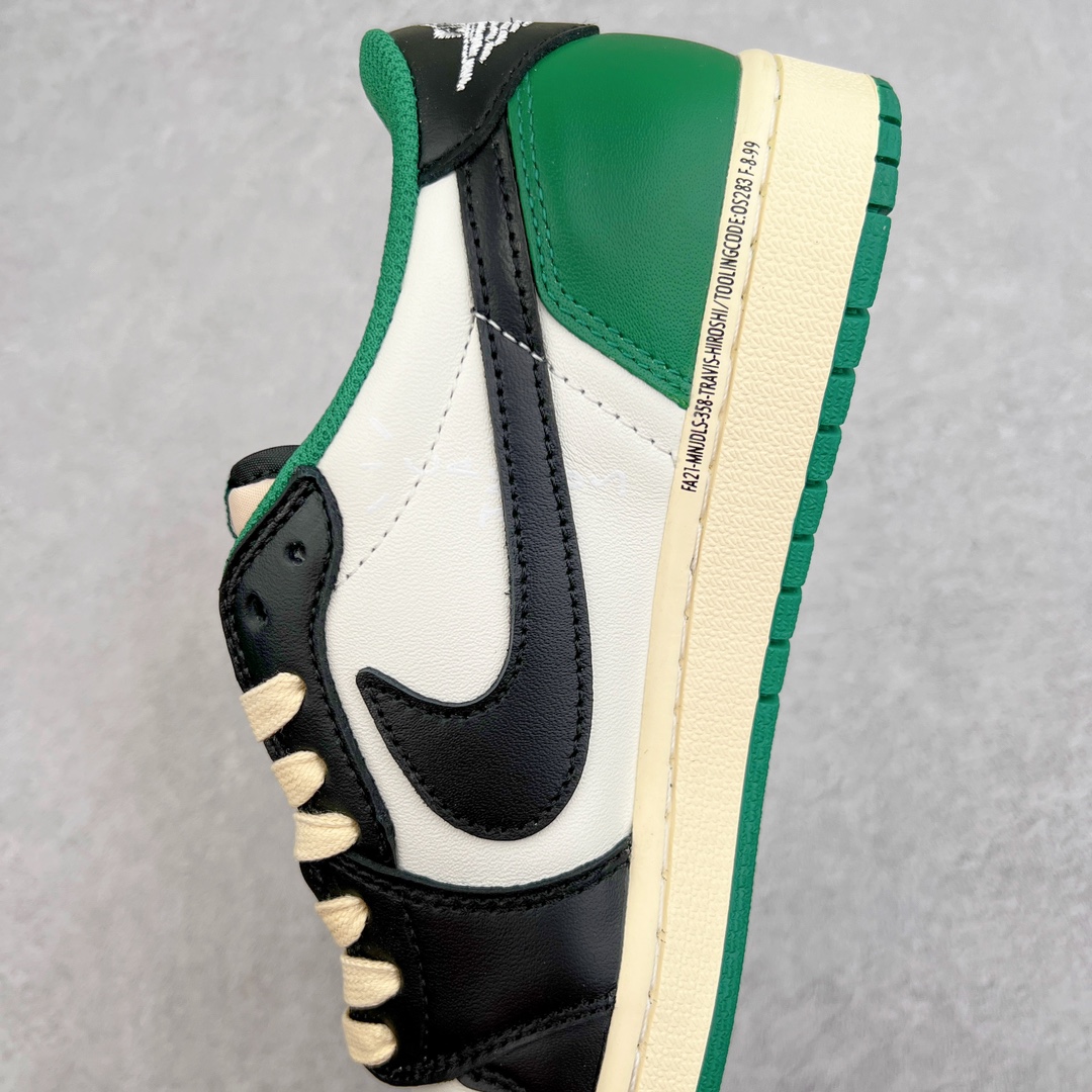 图片[7]-＃KZ神版莞产 Travis Scott x Fragment x Air Jordan AJ1 Low OG SP 三方联名闪电倒钩黑白绿低帮 DM7866-128 全系列配色 外贸特供批次 新配色不断更新开发 市场中端王者 全套原纸板楦头开发 确保原汁原味 完美呈现一代版型 一比一鞋头弧度高度鞋身弧度 此版本只针对中端市场 细节品控鞋型随意秒杀市面同价位 鞋型完美 不臃肿别扭 头层皮料加持 用料绝不含糊 进口玻璃冲刀皮料裁剪零毛边 电脑针车工艺 超高鞋面清洁度 最高QC检验标准 控制溢胶瑕疵 原盒原配 飞翼3D高频深度立体 工艺方面大到整体鞋型 漏斗收腰 底线拉帮 LOGO立体程度 小到针眼排布 载片对称 冲孔效果 鞋标规范 鞋垫背胶等等 无一不是口碑收割 每双都是一个回头客 尺码：36 36.5 37.5 38 38.5 39 40 40.5 41 42 42.5 43 44 44.5 45 46 47.5-选品中心