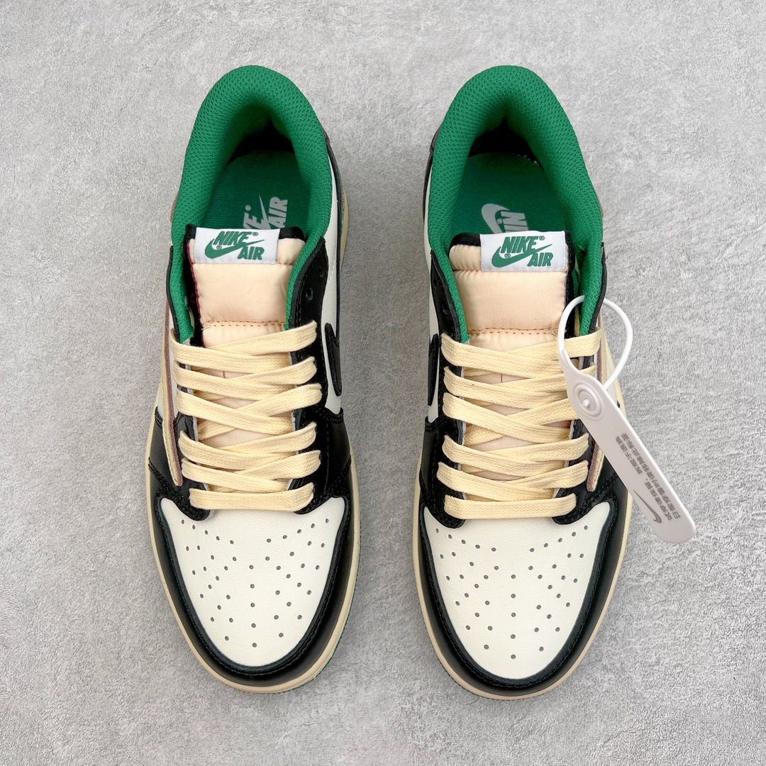 图片[2]-＃KZ神版莞产 Travis Scott x Fragment x Air Jordan AJ1 Low OG SP 三方联名闪电倒钩黑白绿低帮 DM7866-128 全系列配色 外贸特供批次 新配色不断更新开发 市场中端王者 全套原纸板楦头开发 确保原汁原味 完美呈现一代版型 一比一鞋头弧度高度鞋身弧度 此版本只针对中端市场 细节品控鞋型随意秒杀市面同价位 鞋型完美 不臃肿别扭 头层皮料加持 用料绝不含糊 进口玻璃冲刀皮料裁剪零毛边 电脑针车工艺 超高鞋面清洁度 最高QC检验标准 控制溢胶瑕疵 原盒原配 飞翼3D高频深度立体 工艺方面大到整体鞋型 漏斗收腰 底线拉帮 LOGO立体程度 小到针眼排布 载片对称 冲孔效果 鞋标规范 鞋垫背胶等等 无一不是口碑收割 每双都是一个回头客 尺码：36 36.5 37.5 38 38.5 39 40 40.5 41 42 42.5 43 44 44.5 45 46 47.5-选品中心