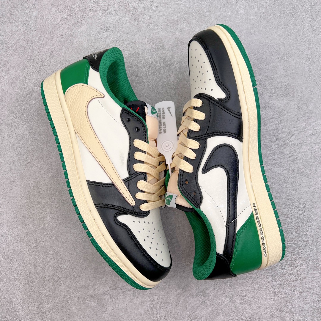 图片[3]-＃KZ神版莞产 Travis Scott x Fragment x Air Jordan AJ1 Low OG SP 三方联名闪电倒钩黑白绿低帮 DM7866-128 全系列配色 外贸特供批次 新配色不断更新开发 市场中端王者 全套原纸板楦头开发 确保原汁原味 完美呈现一代版型 一比一鞋头弧度高度鞋身弧度 此版本只针对中端市场 细节品控鞋型随意秒杀市面同价位 鞋型完美 不臃肿别扭 头层皮料加持 用料绝不含糊 进口玻璃冲刀皮料裁剪零毛边 电脑针车工艺 超高鞋面清洁度 最高QC检验标准 控制溢胶瑕疵 原盒原配 飞翼3D高频深度立体 工艺方面大到整体鞋型 漏斗收腰 底线拉帮 LOGO立体程度 小到针眼排布 载片对称 冲孔效果 鞋标规范 鞋垫背胶等等 无一不是口碑收割 每双都是一个回头客 尺码：36 36.5 37.5 38 38.5 39 40 40.5 41 42 42.5 43 44 44.5 45 46 47.5-选品中心