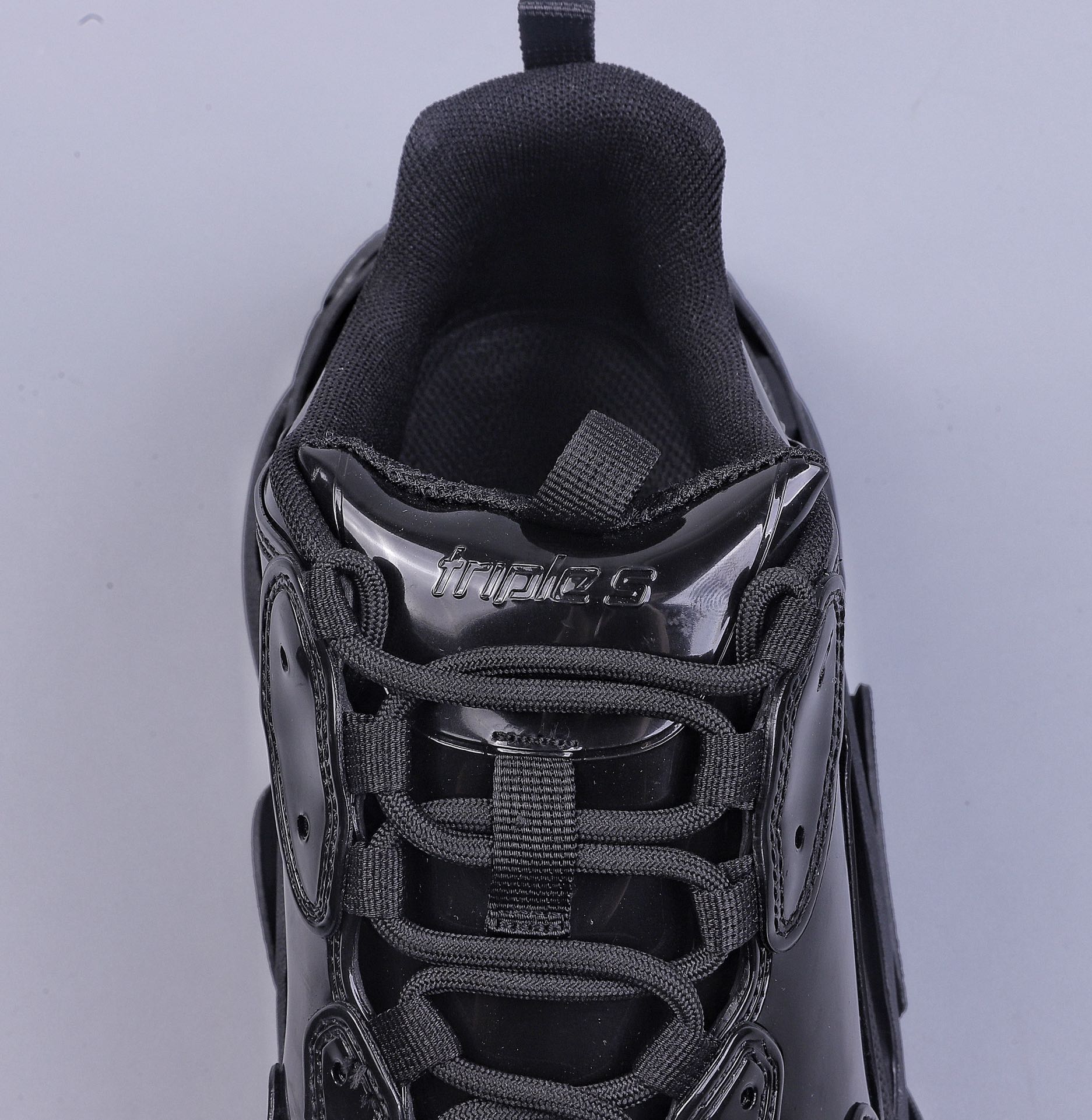 Balenciaga Triple S Original PVC Rubber Patent Leather All Black