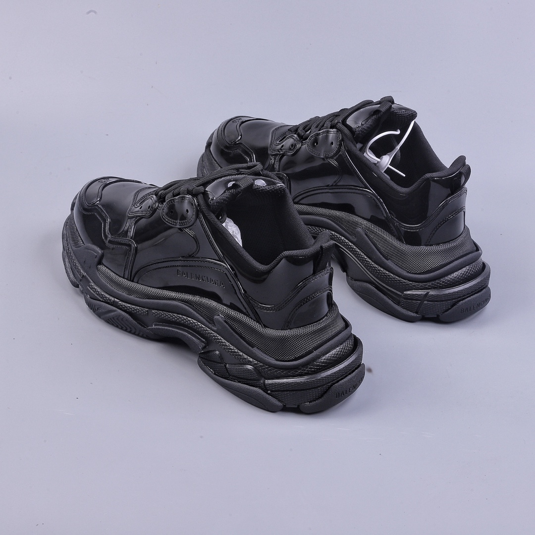 Balenciaga Triple S Original PVC Rubber Patent Leather All Black