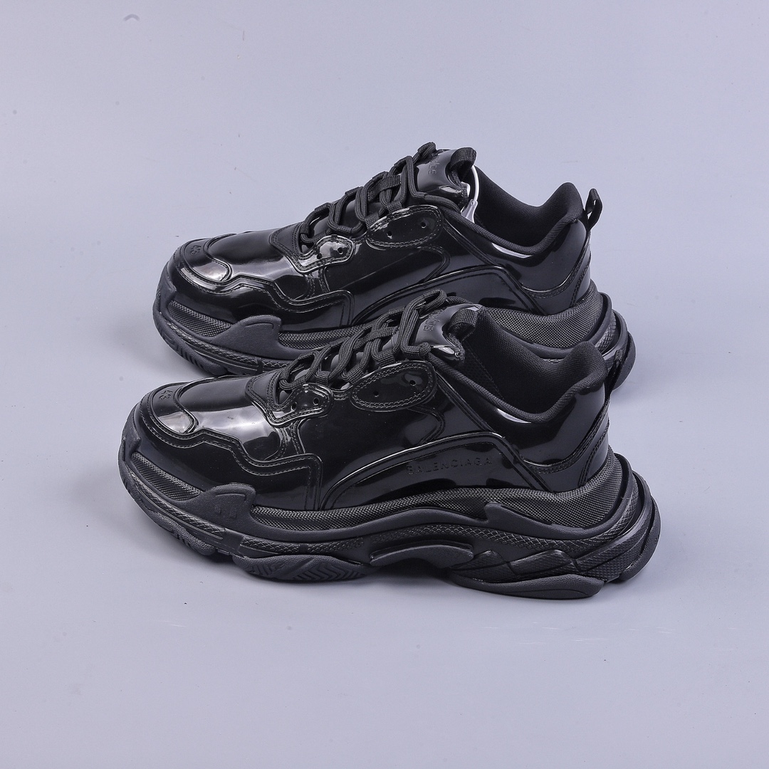 Balenciaga Triple S Original PVC Rubber Patent Leather All Black