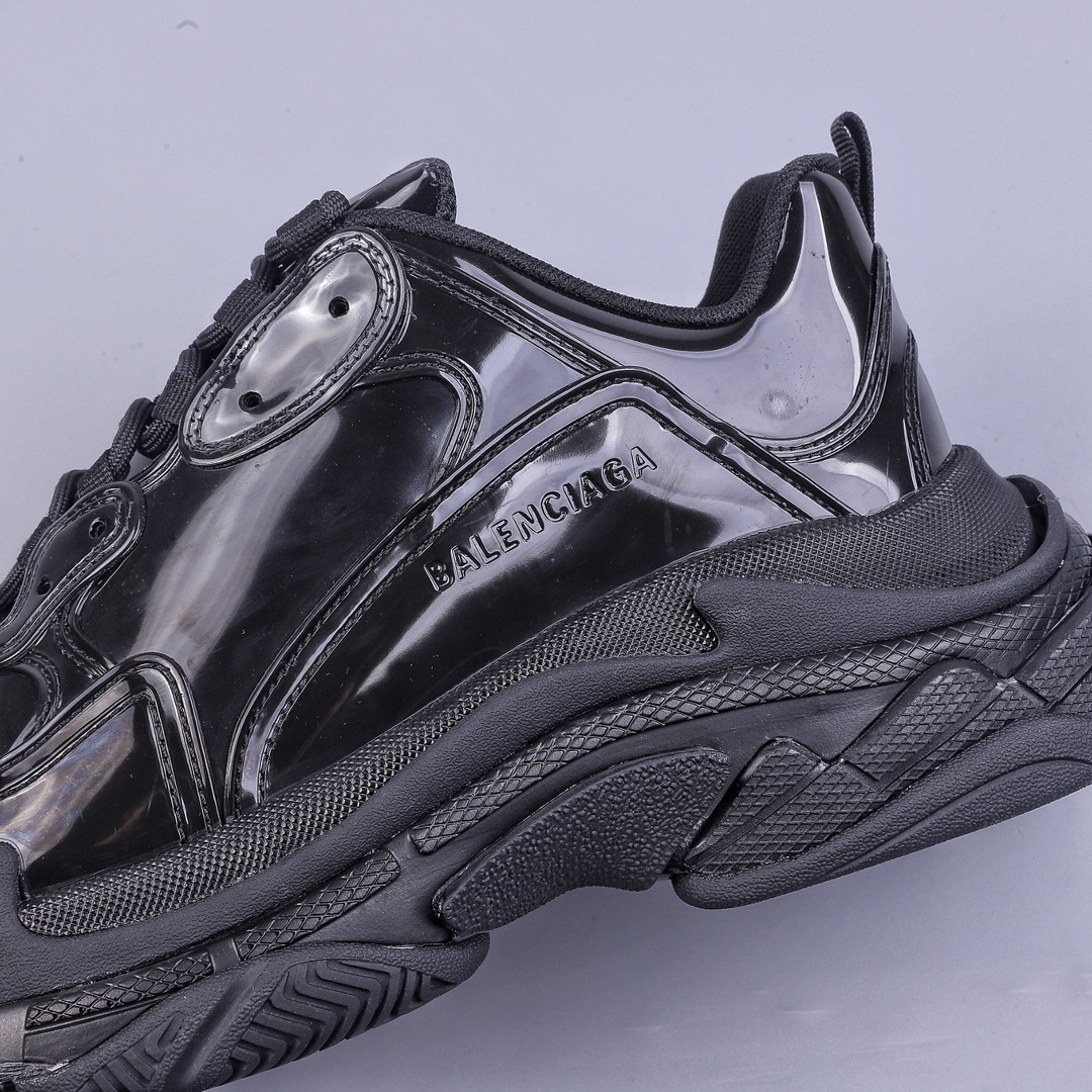 Balenciaga Triple S Original PVC Rubber Patent Leather All Black