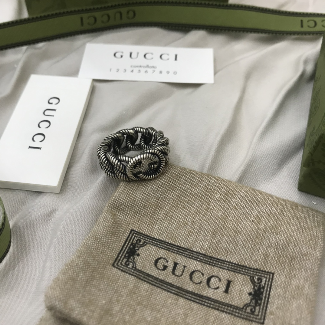 NO:101372,Gucci Gucci sterling silver fashion retro double G twist ring Size 14# 16# 18# 20# 22# 24# Code R0018, Gucci ring, gucci, gucci, ring, pure silver19860909Gucci古驰纯银时尚复古双G麻花戒指 尺寸14# 16# 18# 20# 22# 24#  编码R0018,古驰戒指,gucci,gucci,ring,pure silver,Jewelry