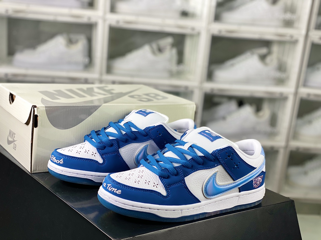 Born x Raised x 【Nike】 SB Dunk Low”One Block at a Time”扣篮板鞋“白蓝全息镭射雪花冲孔”FN7819-400