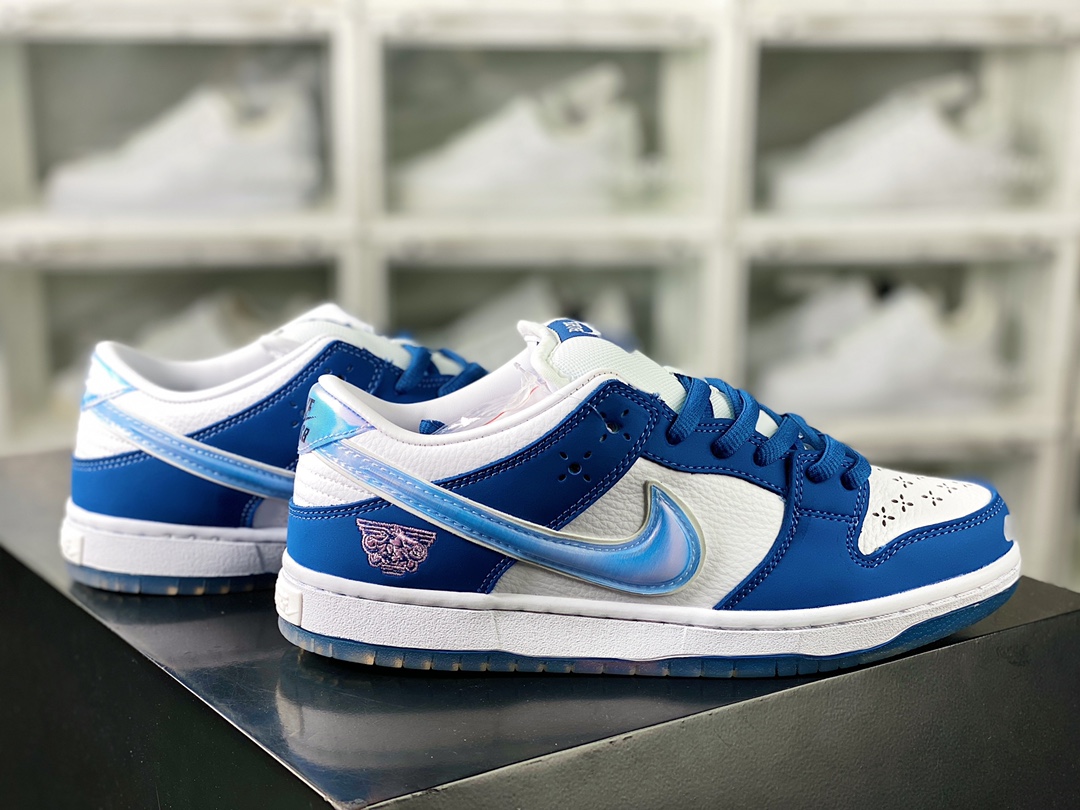 Born x Raised x 【Nike】 SB Dunk Low”One Block at a Time”扣篮板鞋“白蓝全息镭射雪花冲孔”FN7819-400