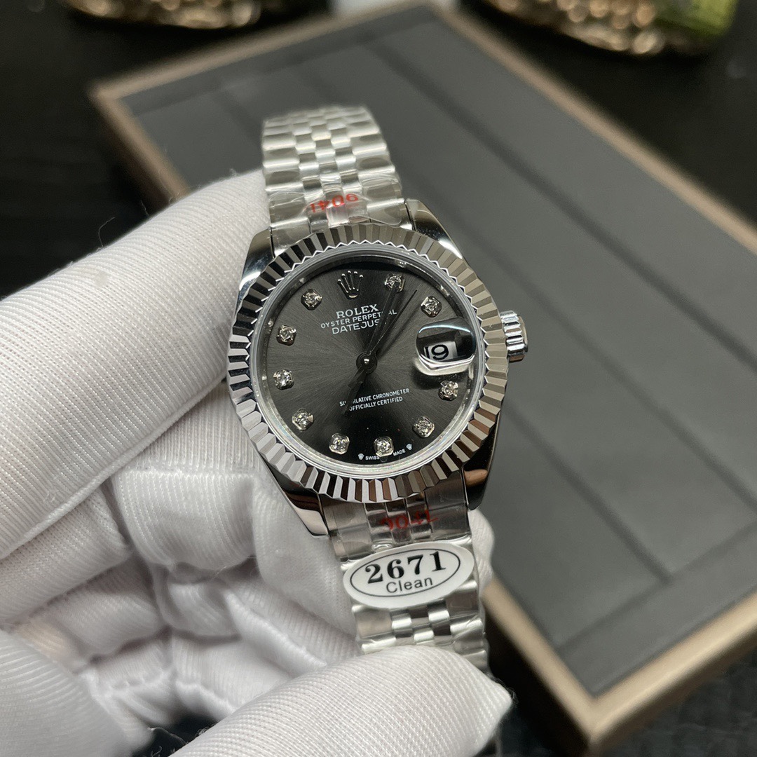 Rolex 女装 灰日志 钻钉 28mm