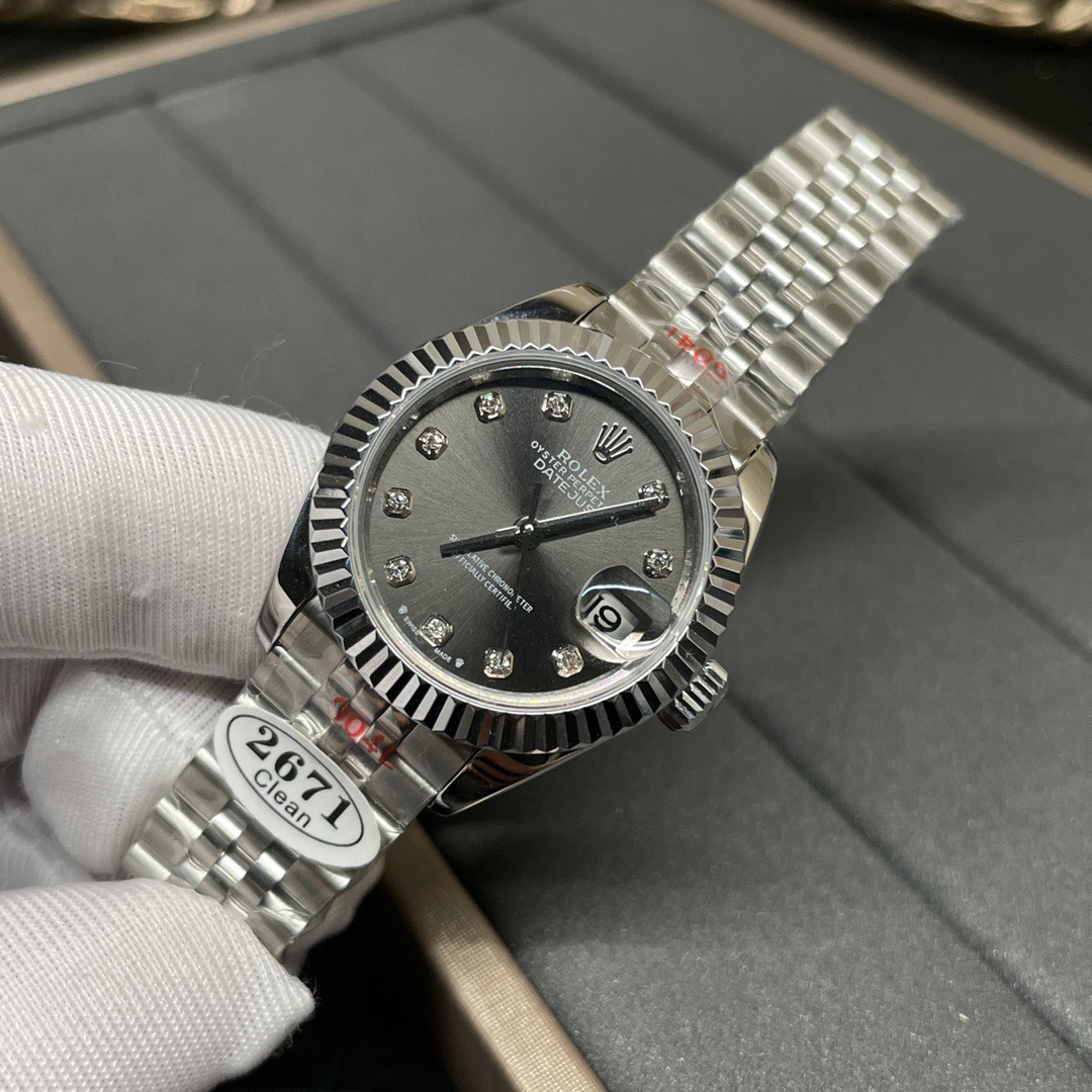 Rolex 女装 灰日志 钻钉 28mm