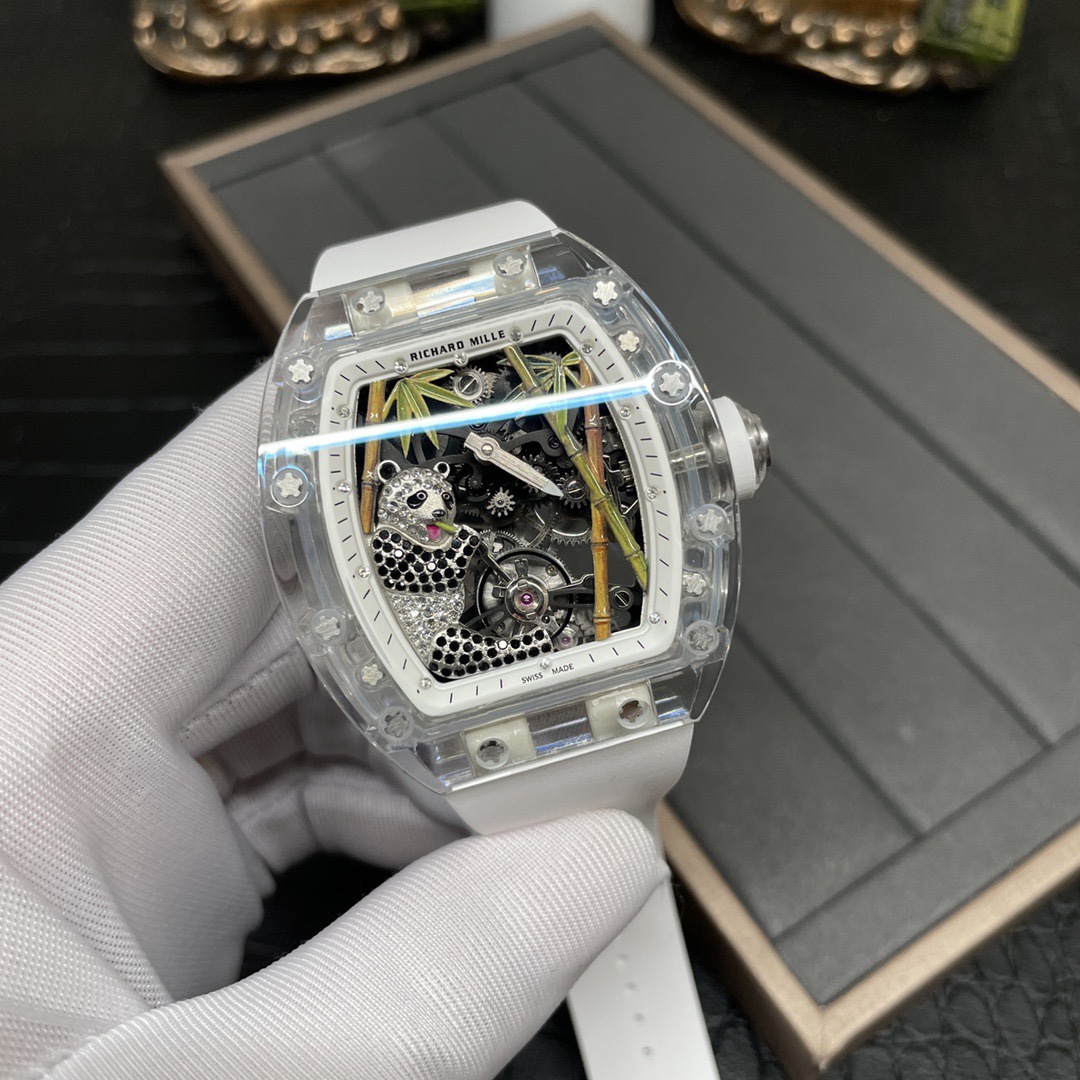 Richard Mille 理查德米勒 新款 “熊猫吃金竹”水晶rm26-01 陀飞轮表皇