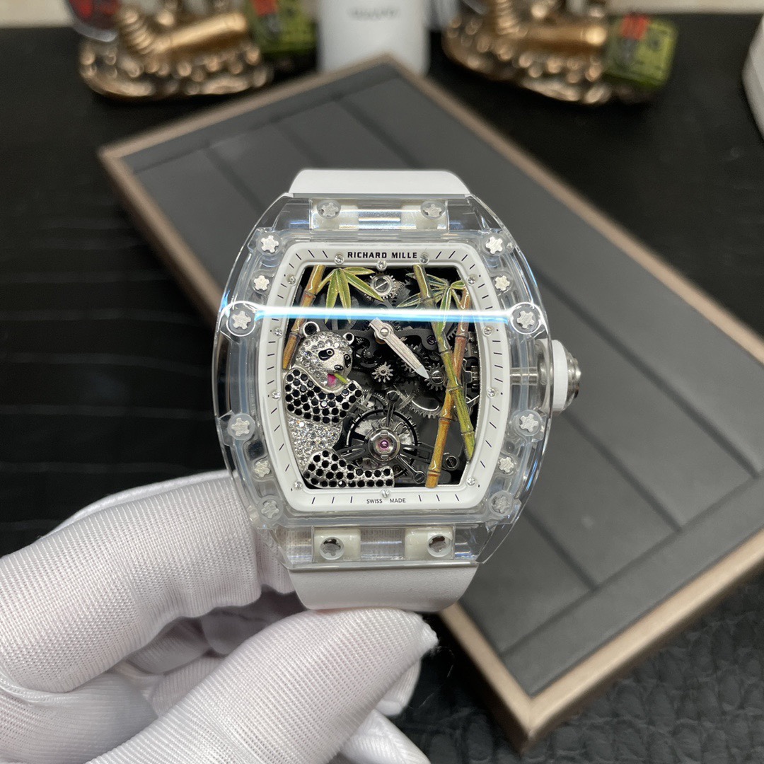 Richard Mille 理查德米勒 新款 “熊猫吃金竹”水晶rm26-01 陀飞轮表皇