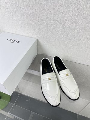 The Best Designer Celine Shoes Loafers Black White Genuine Leather Lambskin Sheepskin