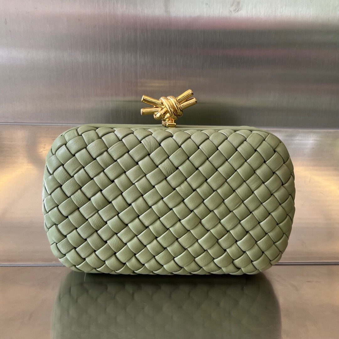 Bottega Veneta Intrecciato Lambskin Metal Knot Clutch